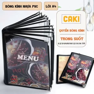 Menu bìa da bọc bóng kính cao cấp tại Caki