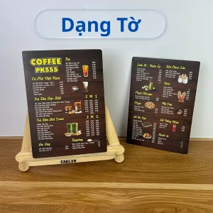 Menu nhựa chống nước cho nhà hàng quán cà phê | Caki.vn 6 Menu nhựa dạng tờ A4 cho quán cà phê Coffee PK555 – Caki